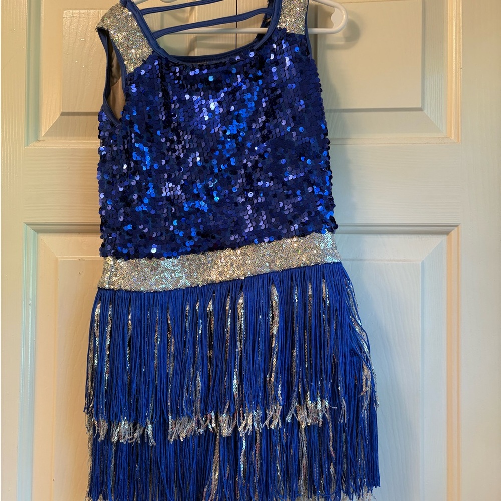 Blue Sequin Fringe Kids Costume Dress - Swifty Size 8